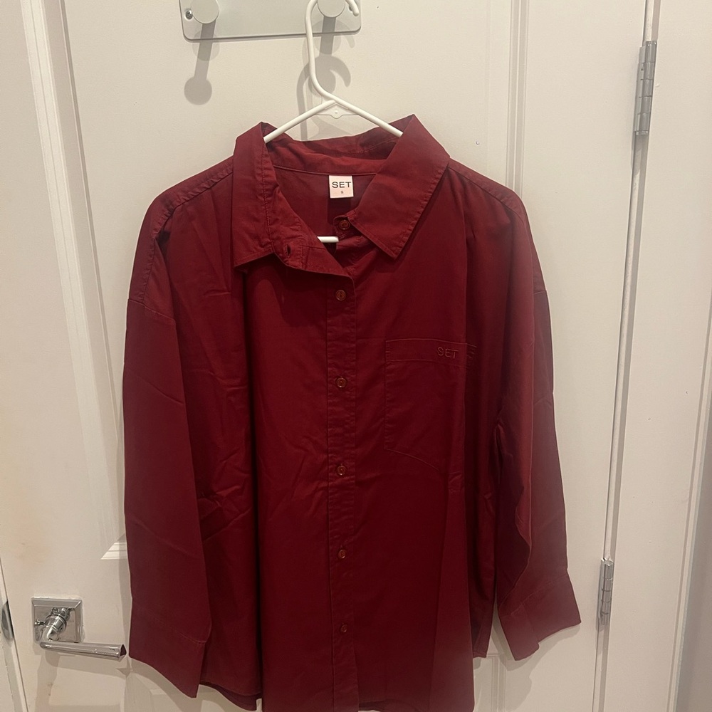 SET Active Red Button-Up Shirt